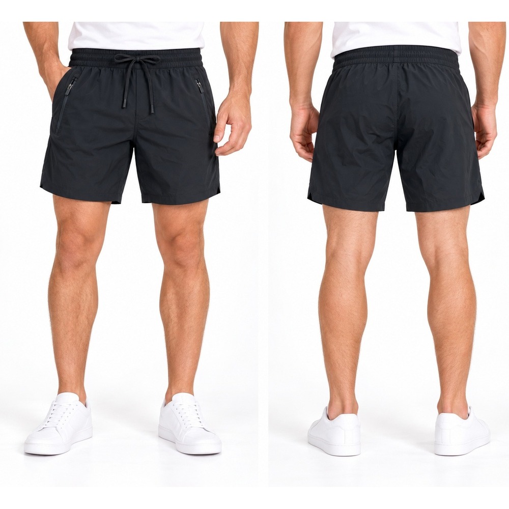 NWT Alfani Men's M Active Athletic Shorts Deep Black Nylon Spandex